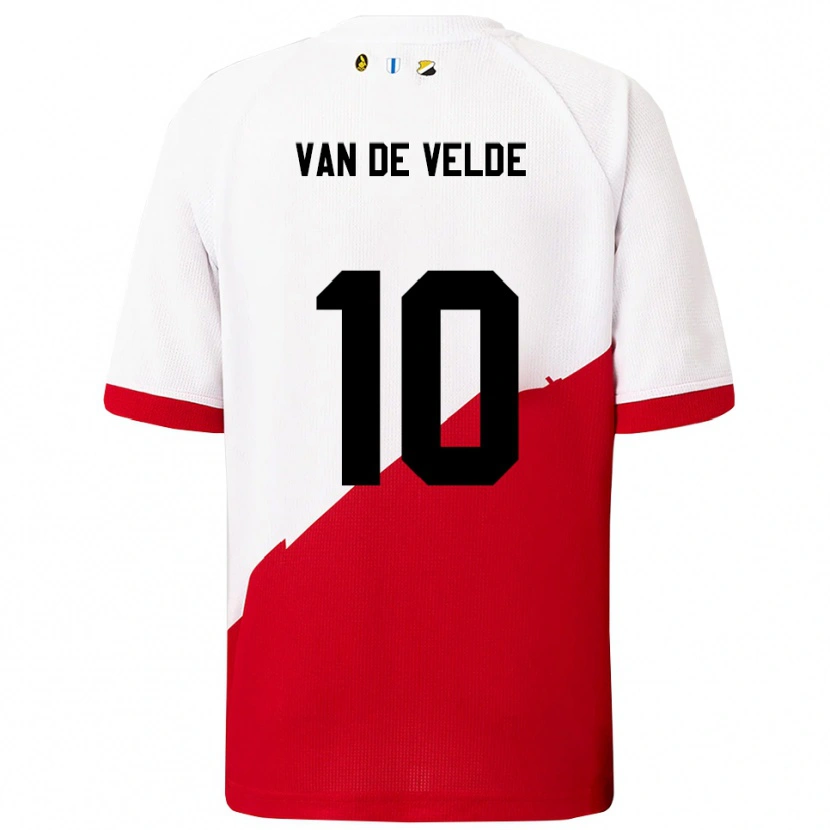 Danxen Niño Camiseta Senne Van De Velde #10 Blanco Rojo 1ª Equipación 2025/26 La Camisa