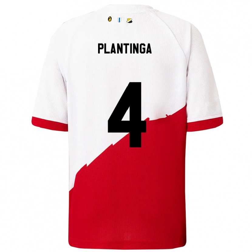Danxen Niño Camiseta Viggo Plantinga #4 Blanco Rojo 1ª Equipación 2025/26 La Camisa