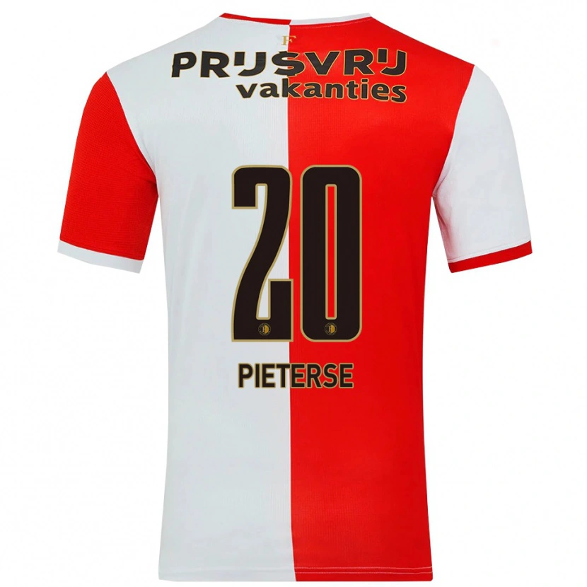 Danxen Niño Camiseta Mika Pieterse #20 Rojo Blanco 1ª Equipación 2025/26 La Camisa