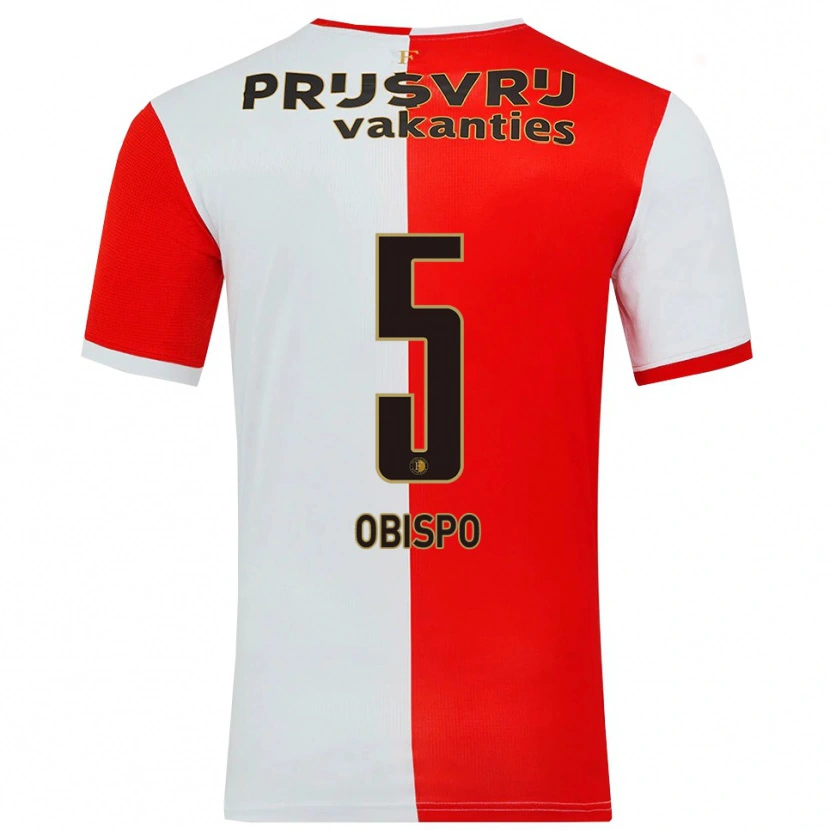 Danxen Niño Camiseta Celainy Obispo #5 Rojo Blanco 1ª Equipación 2025/26 La Camisa