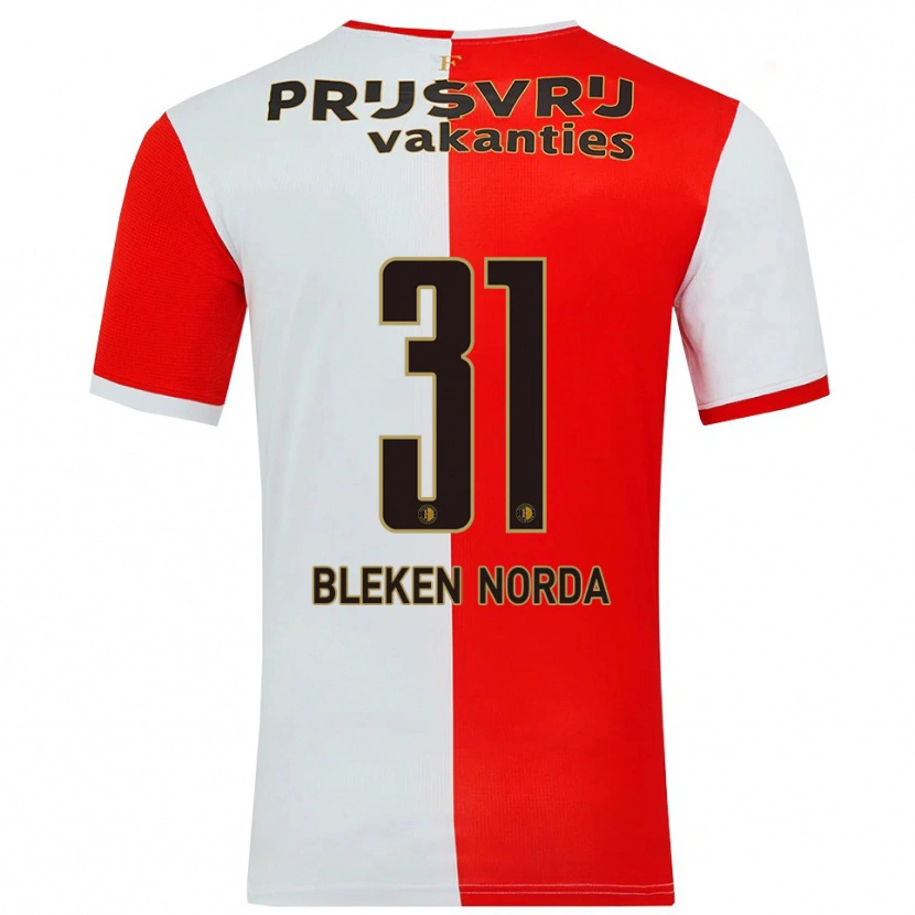 Danxen Niño Camiseta Haakon Bleken Norda #31 Rojo Blanco 1ª Equipación 2025/26 La Camisa