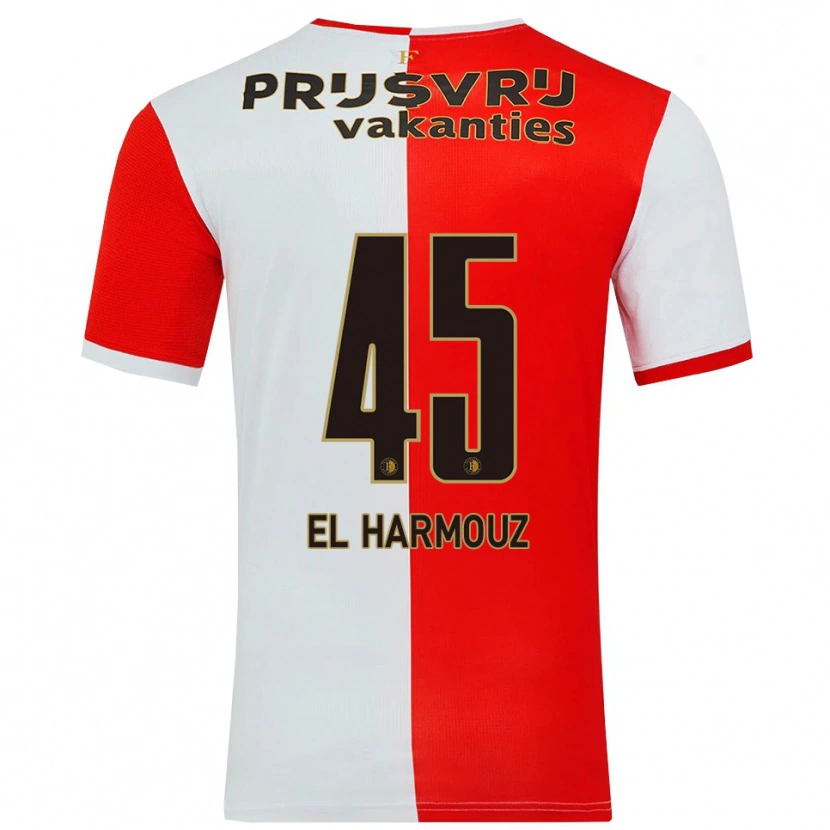 Danxen Niño Camiseta Nassim El Harmouz #45 Rojo Blanco 1ª Equipación 2025/26 La Camisa