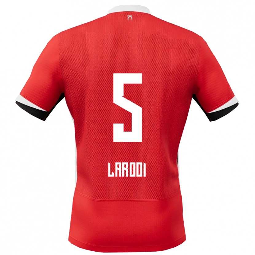 Danxen Niño Camiseta Finn Larooi #5 Rojo Blanco 1ª Equipación 2025/26 La Camisa