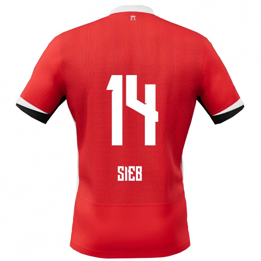 Danxen Niño Camiseta Sieb Jongens #14 Rojo Blanco 1ª Equipación 2025/26 La Camisa
