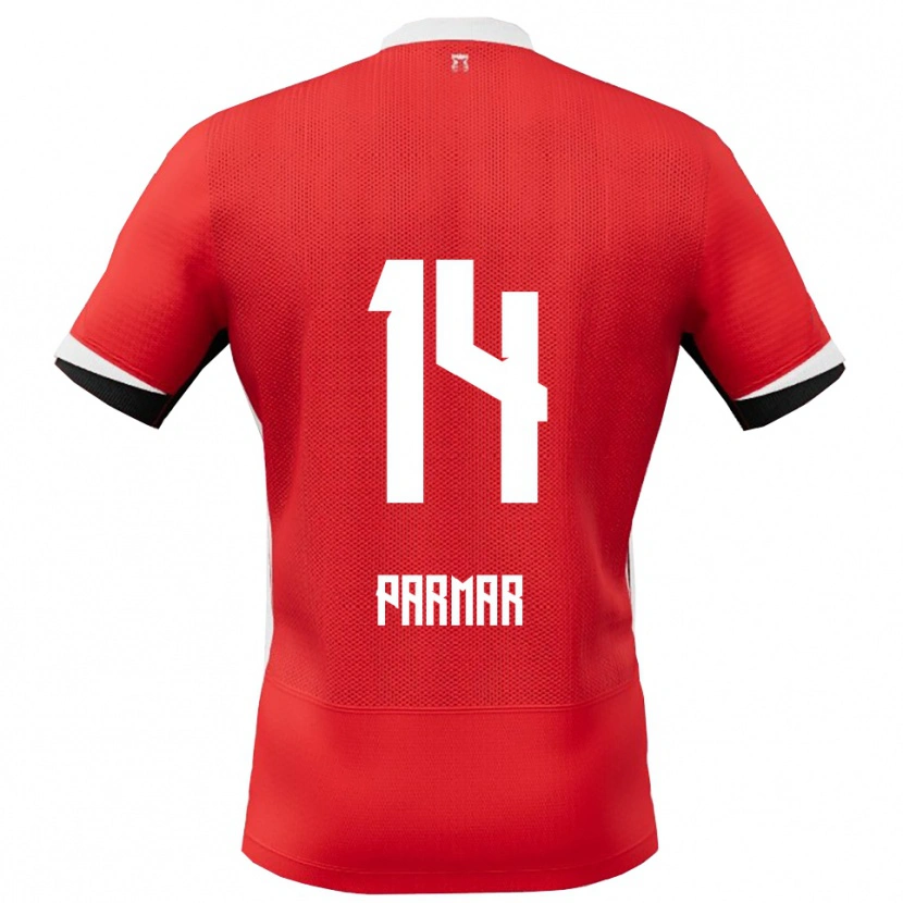 Danxen Niño Camiseta Aryan Parmar #14 Rojo Blanco 1ª Equipación 2025/26 La Camisa