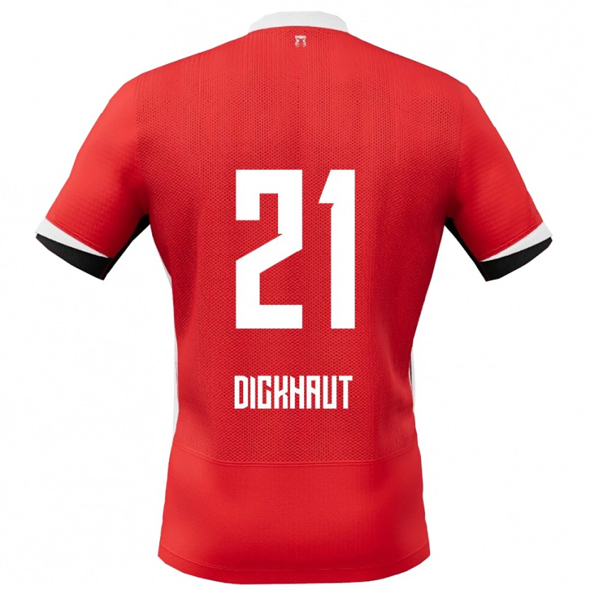 Danxen Niño Camiseta Damian Dickhaut #21 Rojo Blanco 1ª Equipación 2025/26 La Camisa
