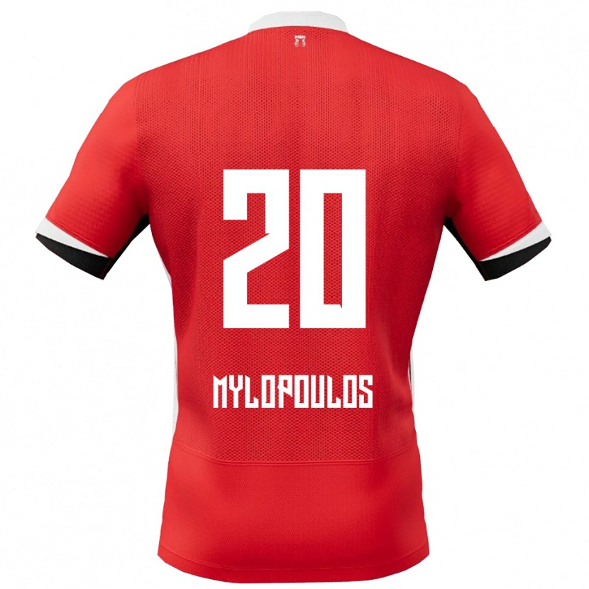 Danxen Niño Camiseta Marios Mylopoulos #20 Rojo Blanco 1ª Equipación 2025/26 La Camisa