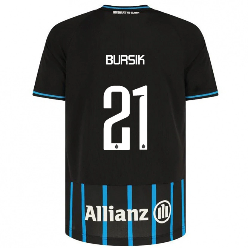 Danxen Niño Camiseta Josef Bursik #21 Negro Azul 1ª Equipación 2025/26 La Camisa