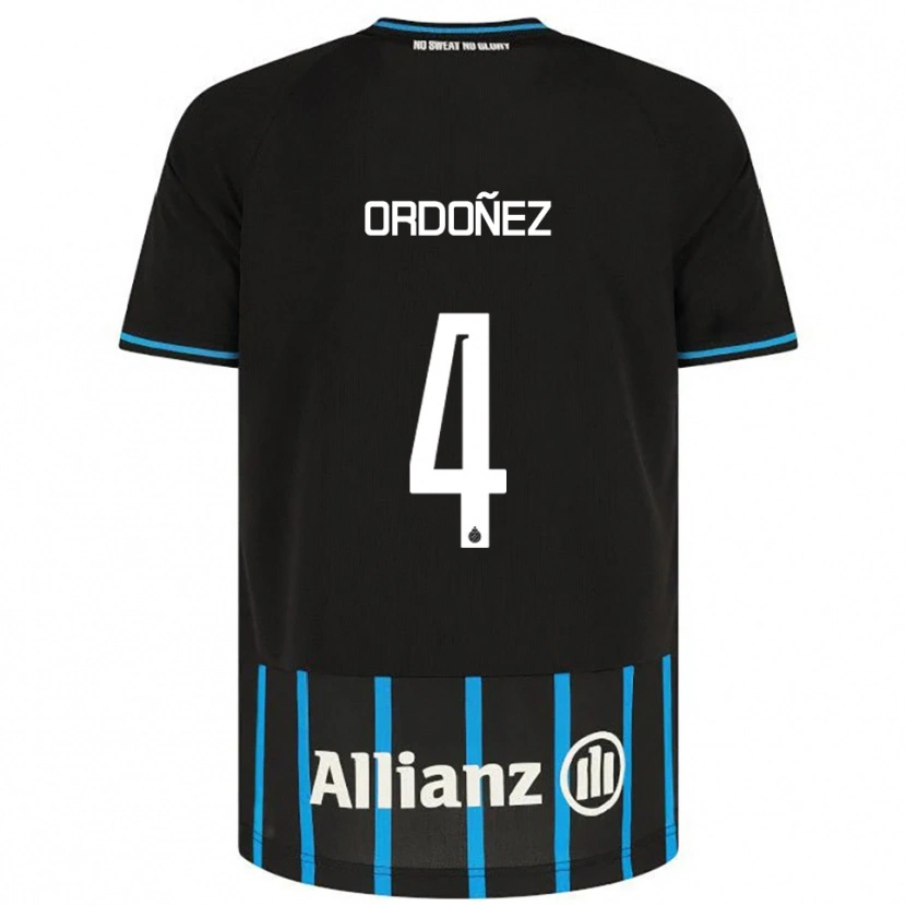 Danxen Niño Camiseta Joel Ordóñez #4 Negro Azul 1ª Equipación 2025/26 La Camisa
