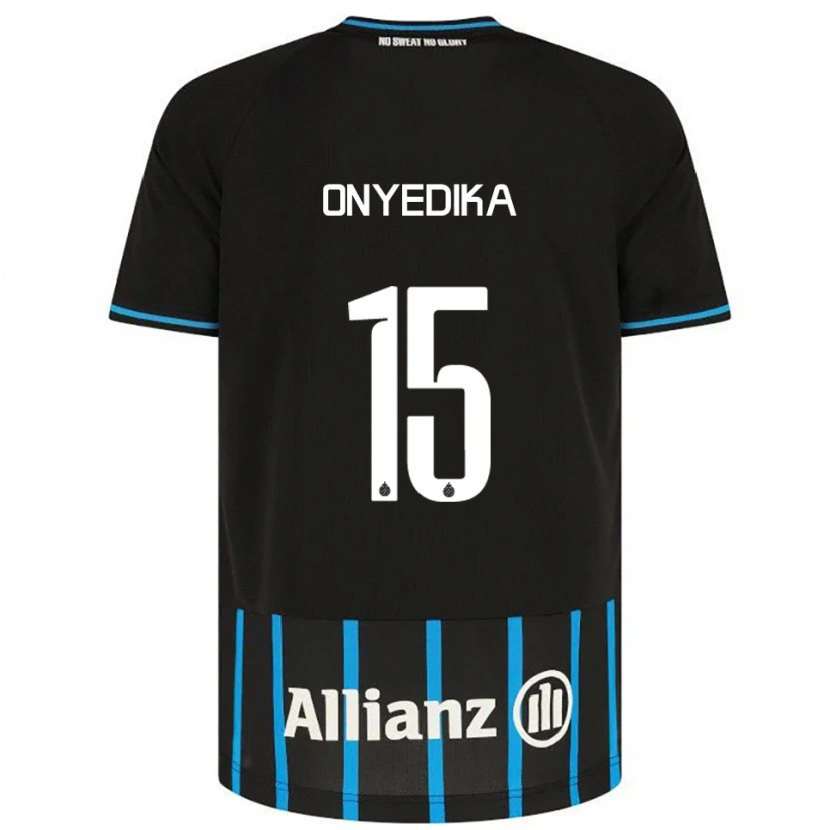 Danxen Niño Camiseta Raphael Onyedika #15 Negro Azul 1ª Equipación 2025/26 La Camisa