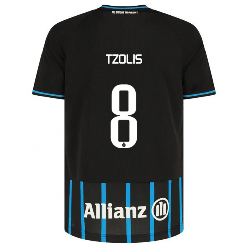 Danxen Niño Camiseta Christos Tzolis #8 Negro Azul 1ª Equipación 2025/26 La Camisa