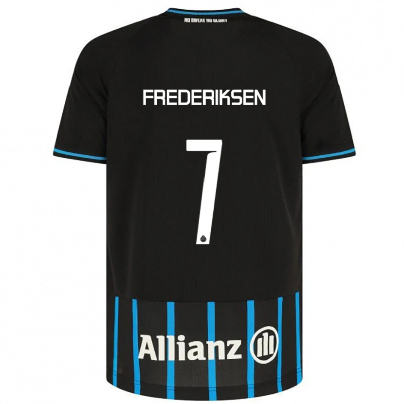 Danxen Niño Camiseta Rebekka Frederiksen #7 Negro Azul 1ª Equipación 2025/26 La Camisa
