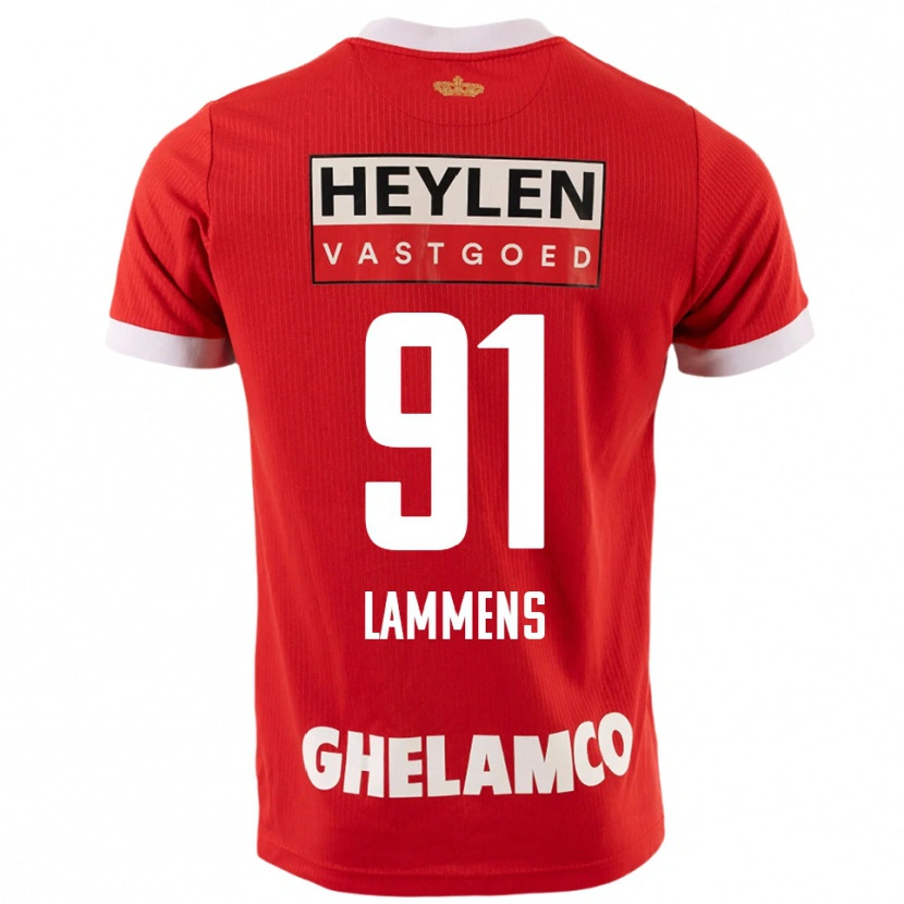 Danxen Niño Camiseta Senne Lammens #91 Rojo Blanco 1ª Equipación 2025/26 La Camisa