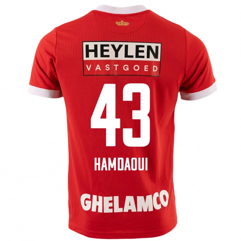 Danxen Niño Camiseta Youssef Hamdaoui #43 Rojo Blanco 1ª Equipación 2025/26 La Camisa