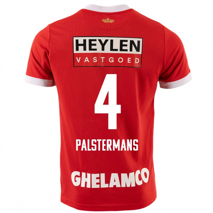 Danxen Niño Camiseta Jasper Palstermans #4 Rojo Blanco 1ª Equipación 2025/26 La Camisa