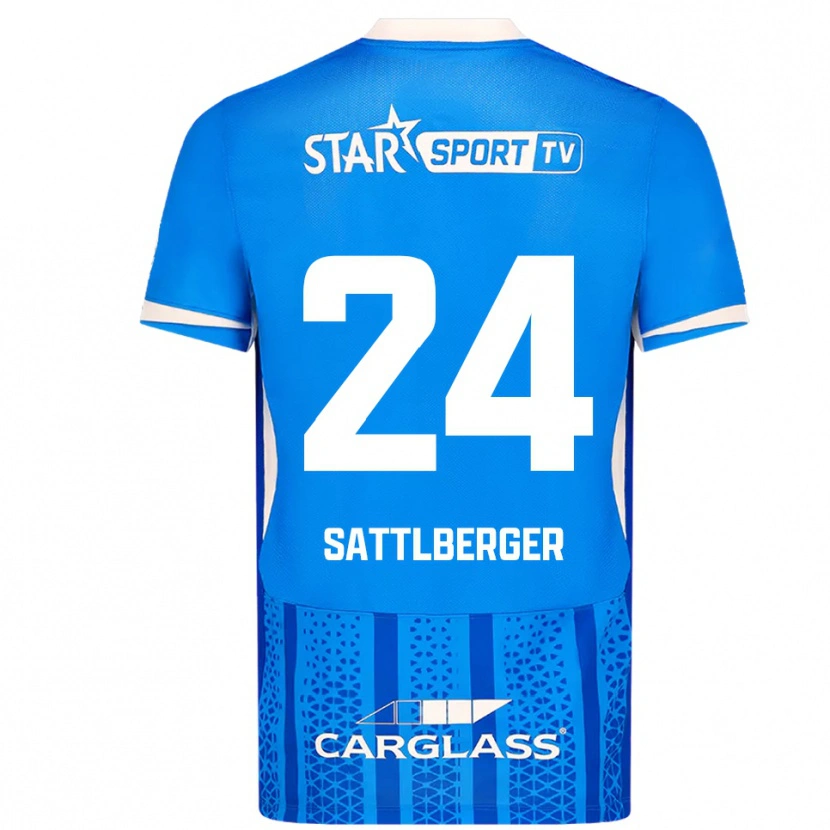 Danxen Niño Camiseta Nikolas Sattlberger #24 Azul Blanco 1ª Equipación 2025/26 La Camisa