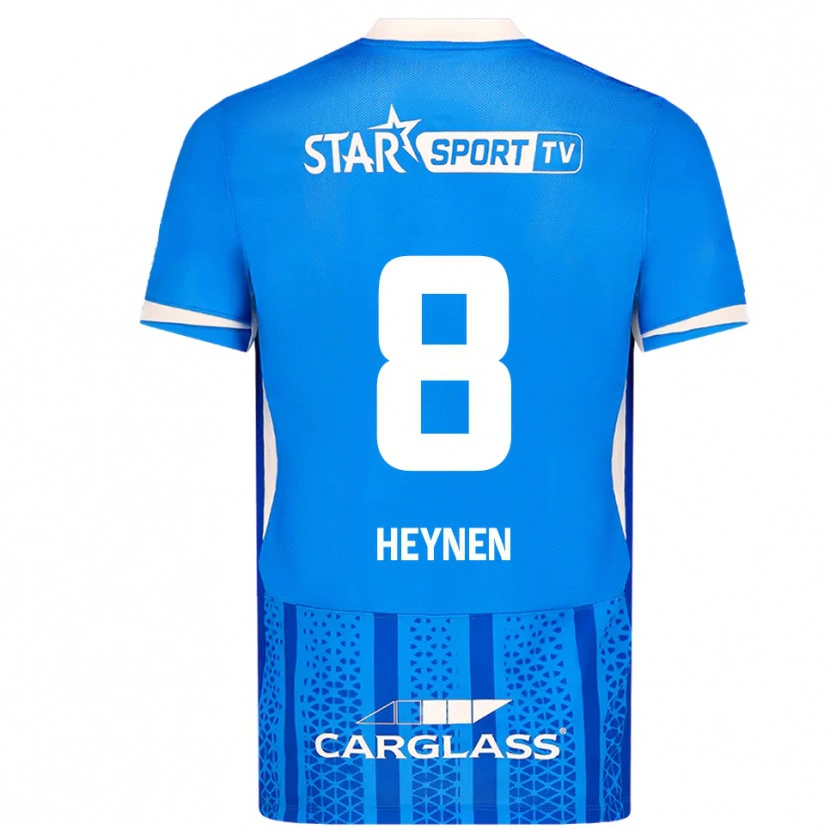 Danxen Niño Camiseta Bryan Heynen #8 Azul Blanco 1ª Equipación 2025/26 La Camisa