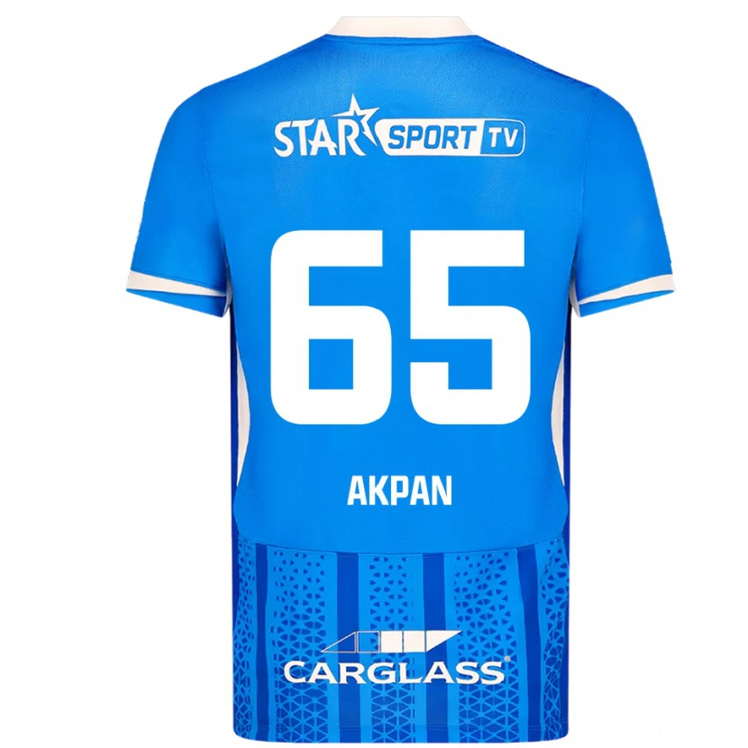 Danxen Niño Camiseta Christian Akpan #65 Azul Blanco 1ª Equipación 2025/26 La Camisa