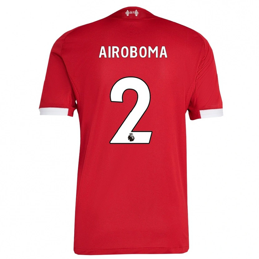 Danxen Niño Camiseta Emmanuel Airoboma #2 Rojo Blanco 1ª Equipación 2025/26 La Camisa