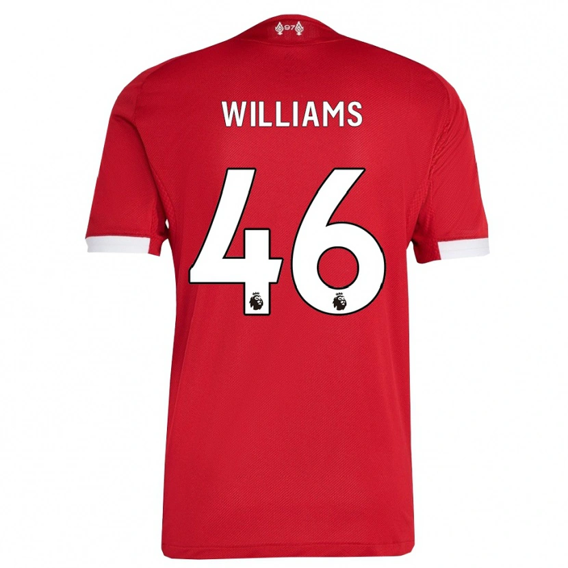 Danxen Niño Camiseta Rhys Williams #46 Rojo Blanco 1ª Equipación 2025/26 La Camisa