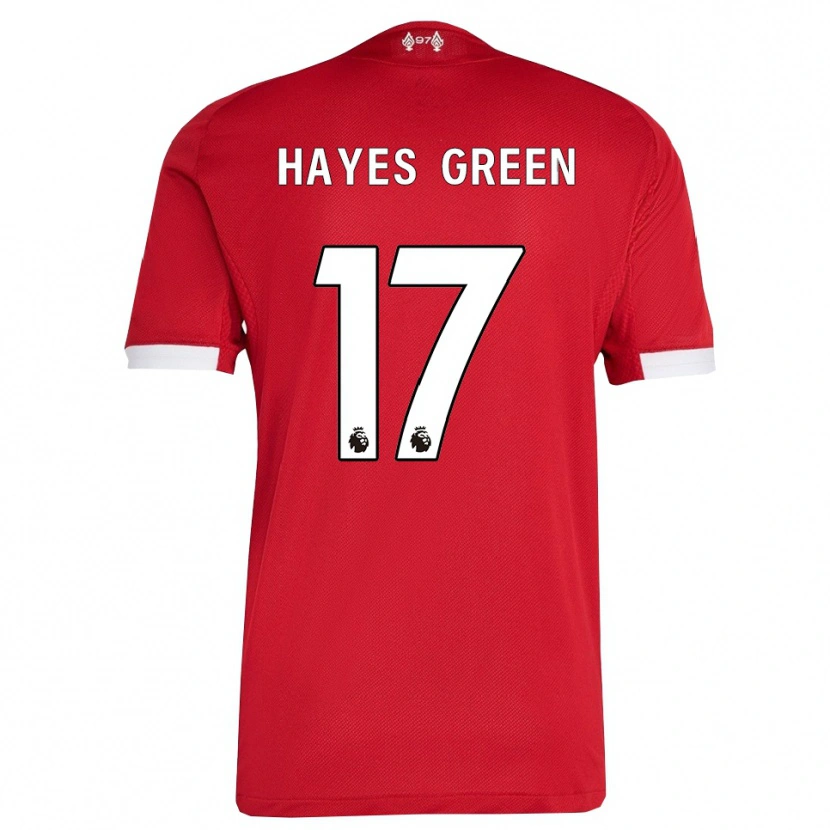 Danxen Niño Camiseta Charlie Hayes-Green #17 Rojo Blanco 1ª Equipación 2025/26 La Camisa