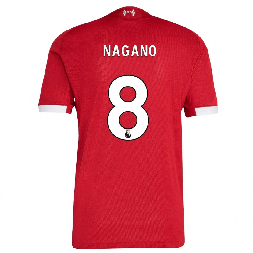 Danxen Niño Camiseta Fūka Nagano #8 Rojo Blanco 1ª Equipación 2025/26 La Camisa