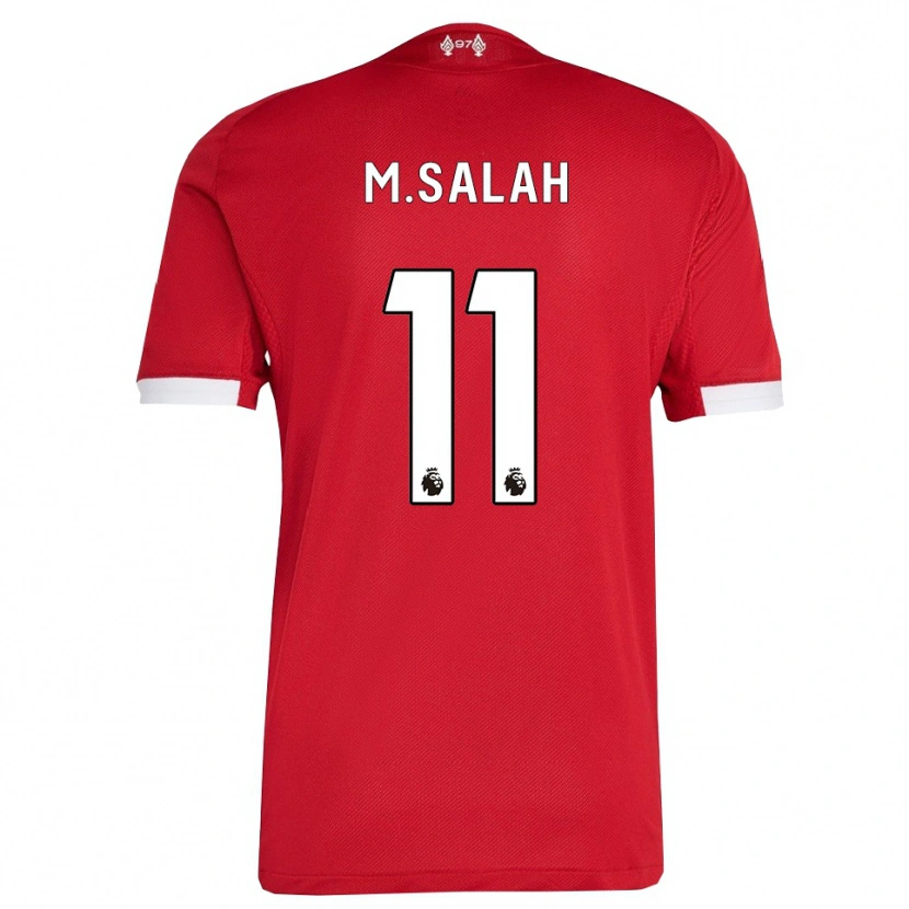 Danxen Niño Camiseta Mohamed Salah #11 Rojo Blanco 1ª Equipación 2025/26 La Camisa