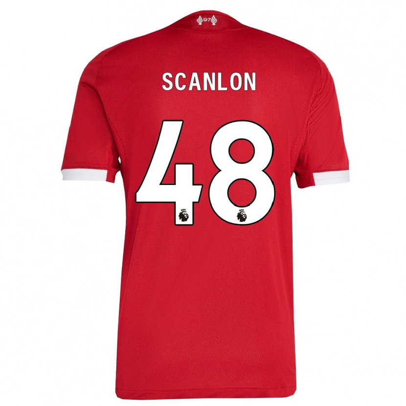 Danxen Niño Camiseta Calum Scanlon #48 Rojo Blanco 1ª Equipación 2025/26 La Camisa