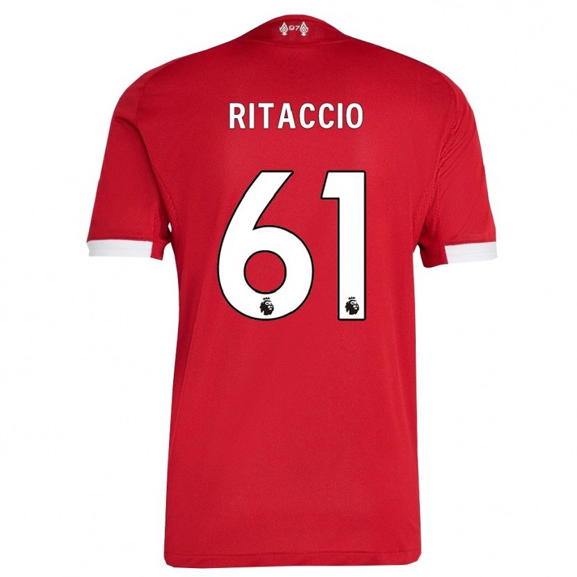 Danxen Niño Camiseta Matteo Ritaccio #61 Rojo Blanco 1ª Equipación 2025/26 La Camisa