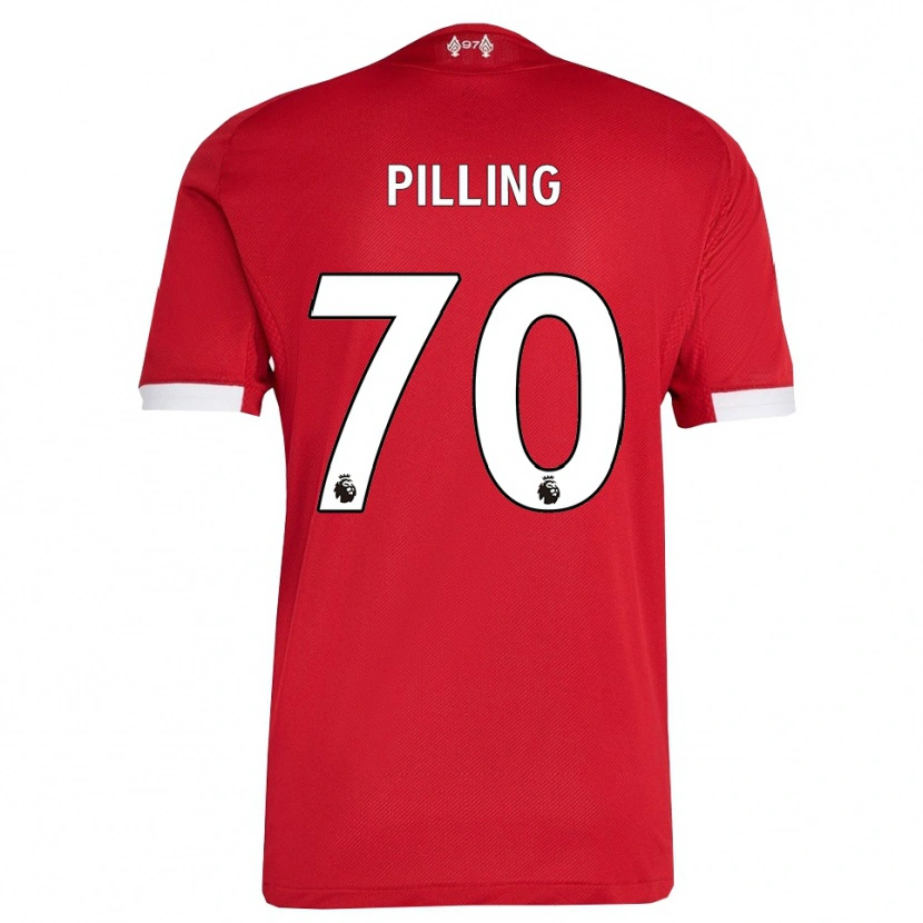 Danxen Niño Camiseta Tommy Pilling #70 Rojo Blanco 1ª Equipación 2025/26 La Camisa