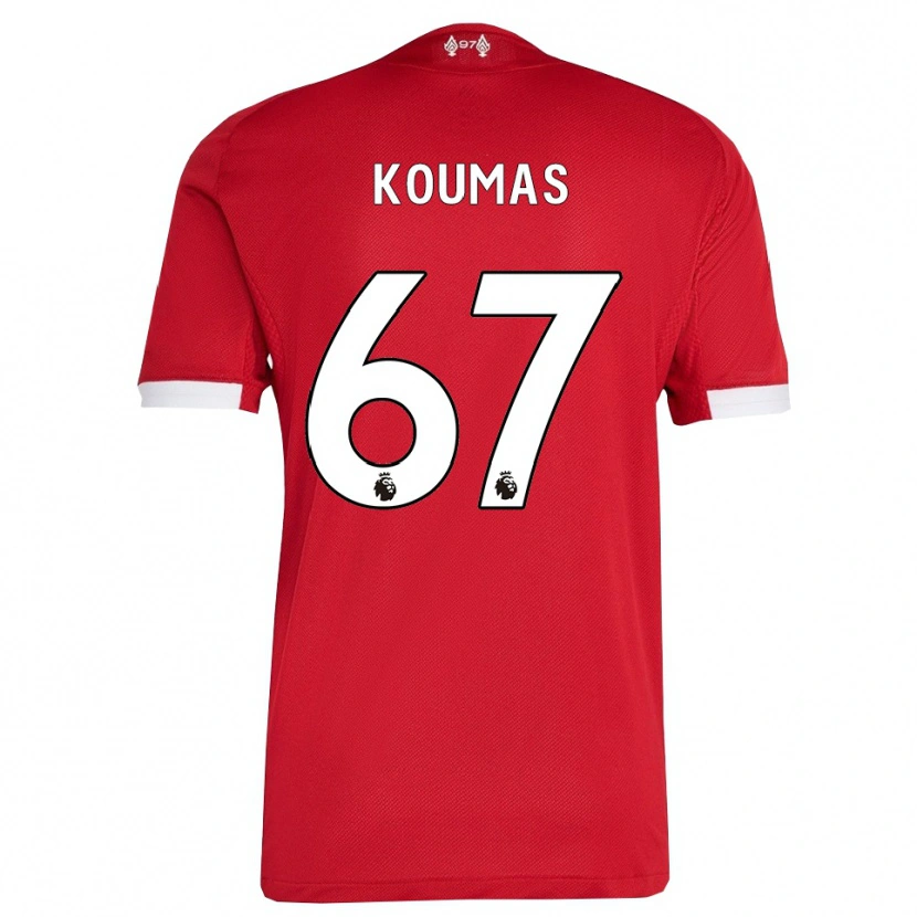 Danxen Niño Camiseta Lewis Koumas #67 Rojo Blanco 1ª Equipación 2025/26 La Camisa