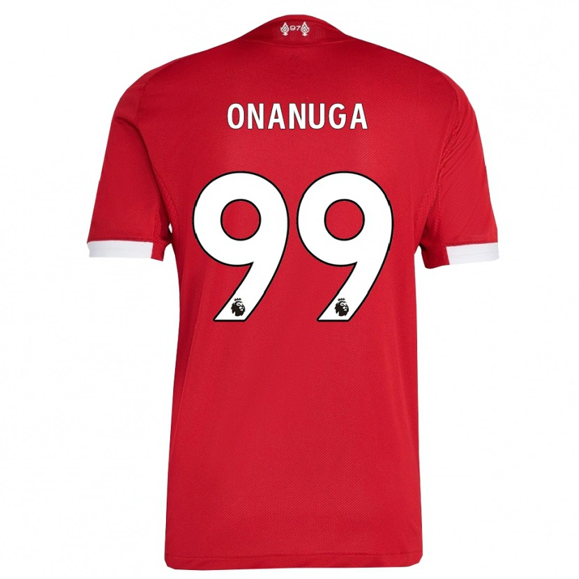 Danxen Niño Camiseta Fola Onanuga #99 Rojo Blanco 1ª Equipación 2025/26 La Camisa