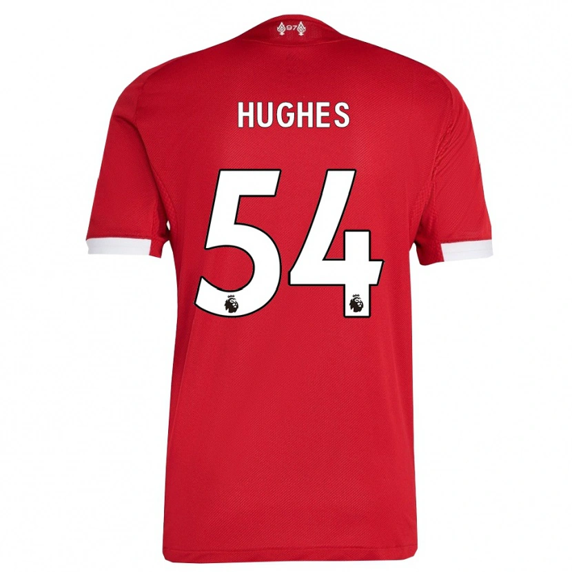 Danxen Niño Camiseta Liam Hughes #54 Rojo Blanco 1ª Equipación 2025/26 La Camisa