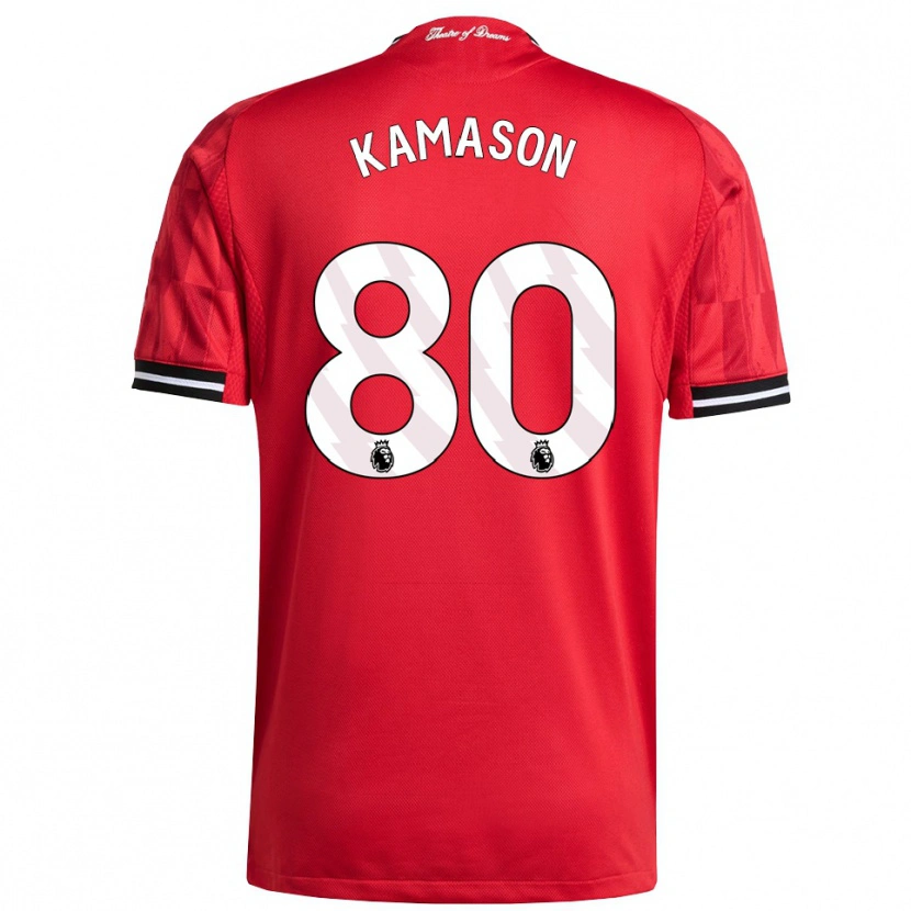 Danxen Niño Camiseta Jaydan Kamason #80 Rojo Negro Blanco 1ª Equipación 2025/26 La Camisa