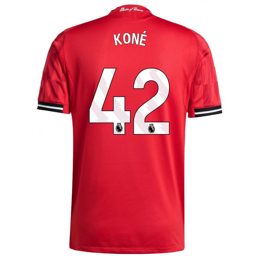 Danxen Niño Camiseta Sékou Koné #42 Rojo Negro Blanco 1ª Equipación 2025/26 La Camisa
