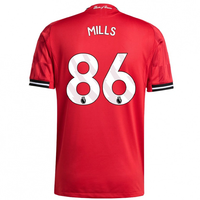 Danxen Niño Camiseta Albert Mills #86 Rojo Negro Blanco 1ª Equipación 2025/26 La Camisa