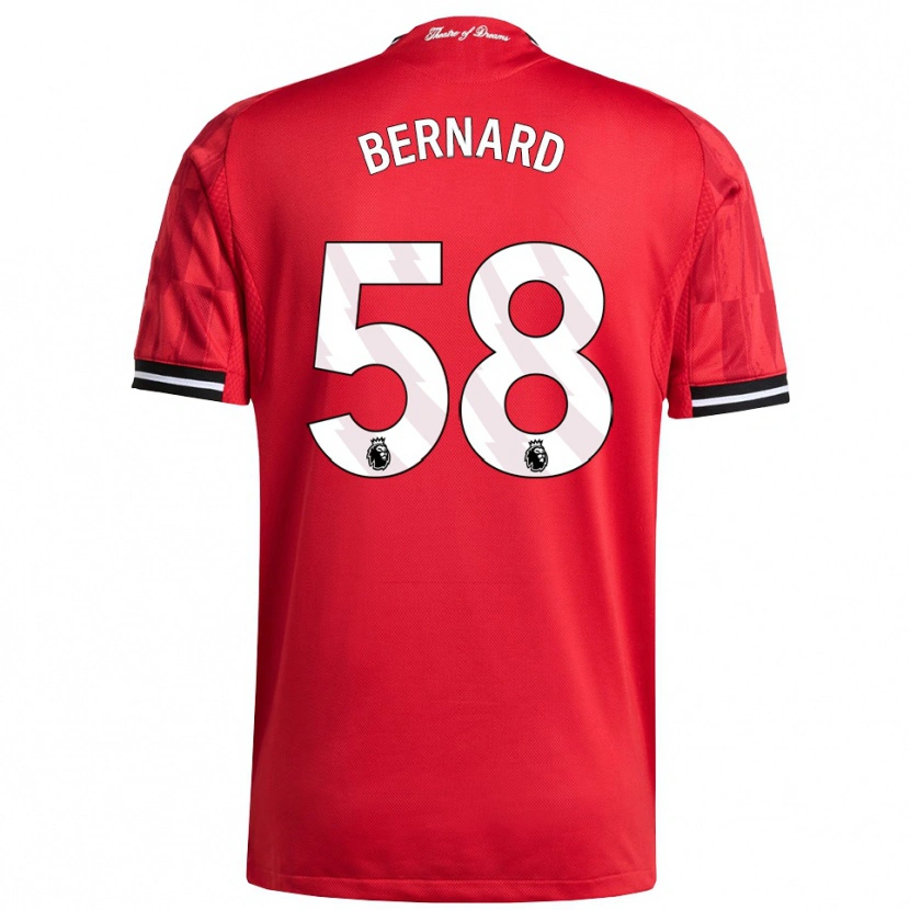 Danxen Niño Camiseta Bernard #58 Rojo Negro Blanco 1ª Equipación 2025/26 La Camisa