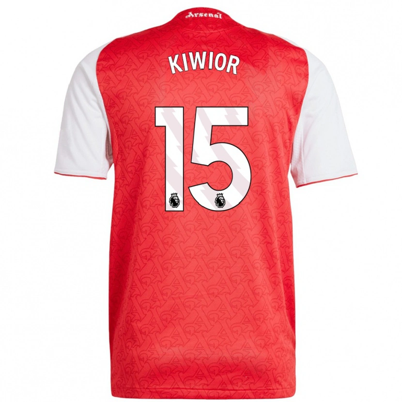 Danxen Niño Camiseta Jakub Kiwior #15 Rojo Blanco 1ª Equipación 2025/26 La Camisa