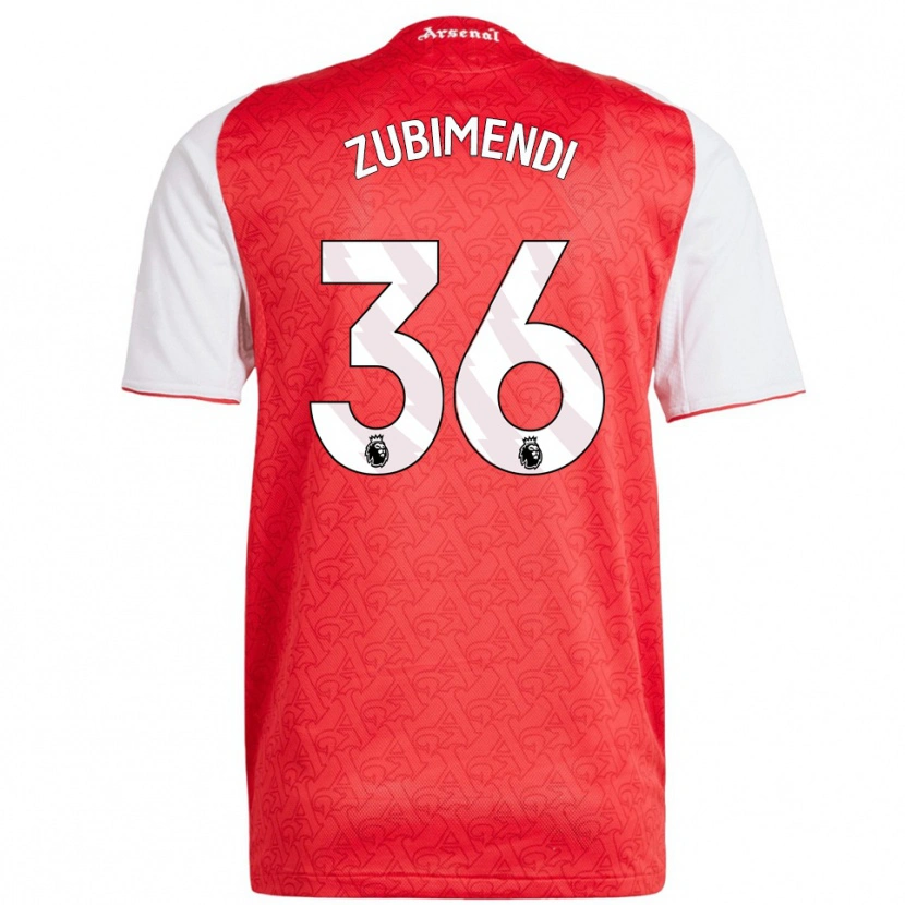 Danxen Niño Camiseta Martín Zubimendi #36 Rojo Blanco 1ª Equipación 2025/26 La Camisa