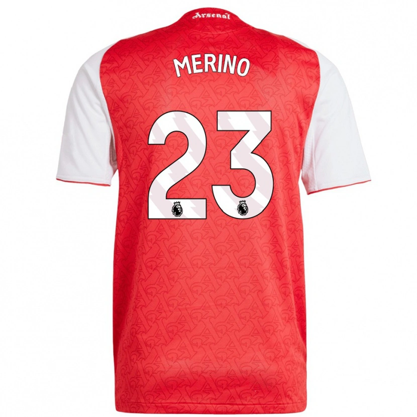 Danxen Niño Camiseta Mikel Merino #23 Rojo Blanco 1ª Equipación 2025/26 La Camisa