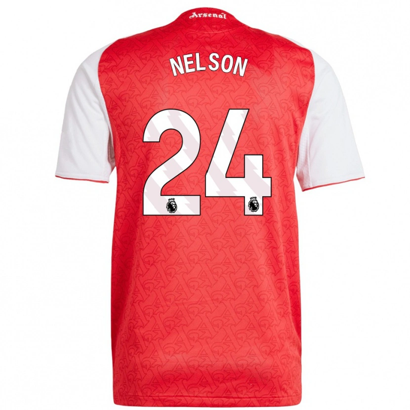 Danxen Niño Camiseta Reiss Nelson #24 Rojo Blanco 1ª Equipación 2025/26 La Camisa