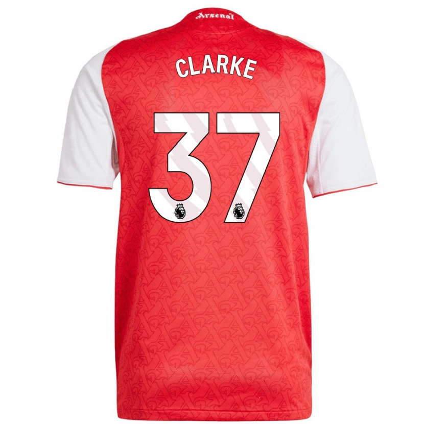 Danxen Niño Camiseta Brayden Clarke #37 Rojo Blanco 1ª Equipación 2025/26 La Camisa