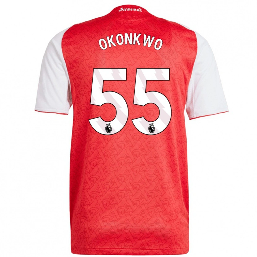 Danxen Niño Camiseta Brian Okonkwo #55 Rojo Blanco 1ª Equipación 2025/26 La Camisa