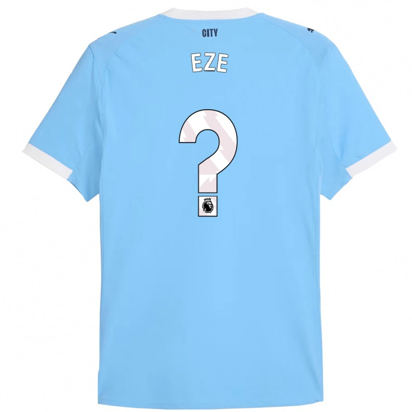 Danxen Niño Camiseta David Eze #0 Celeste Blanco 1ª Equipación 2025/26 La Camisa