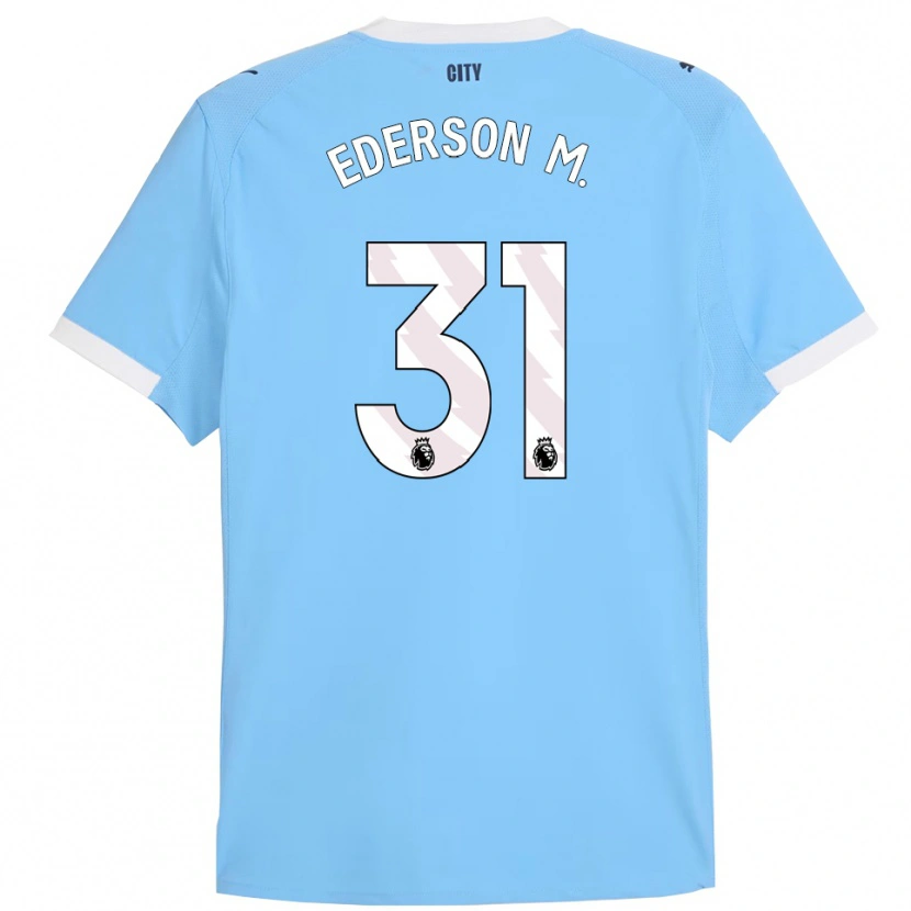 Danxen Niño Camiseta Ederson #31 Celeste Blanco 1ª Equipación 2025/26 La Camisa