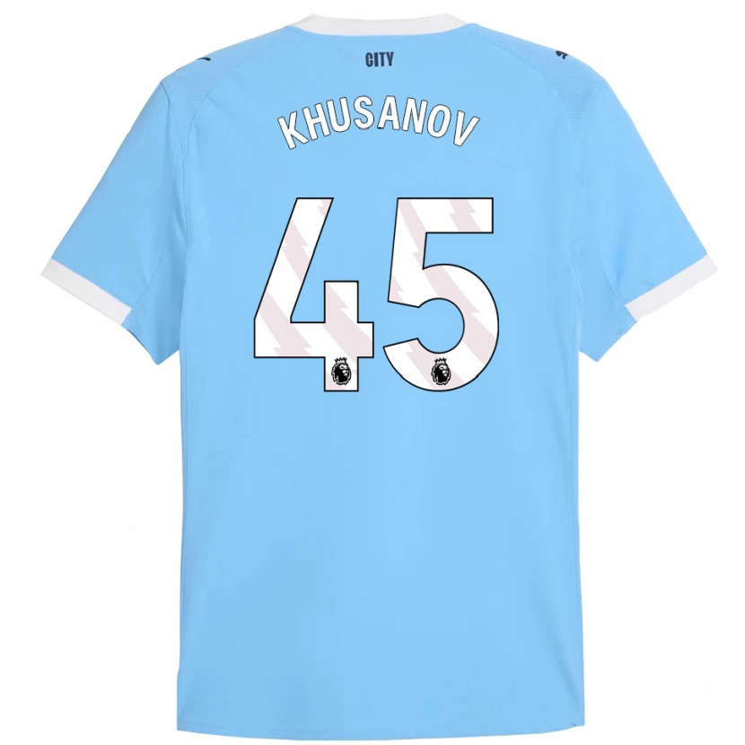 Danxen Niño Camiseta Abdukodir Khusanov #45 Celeste Blanco 1ª Equipación 2025/26 La Camisa