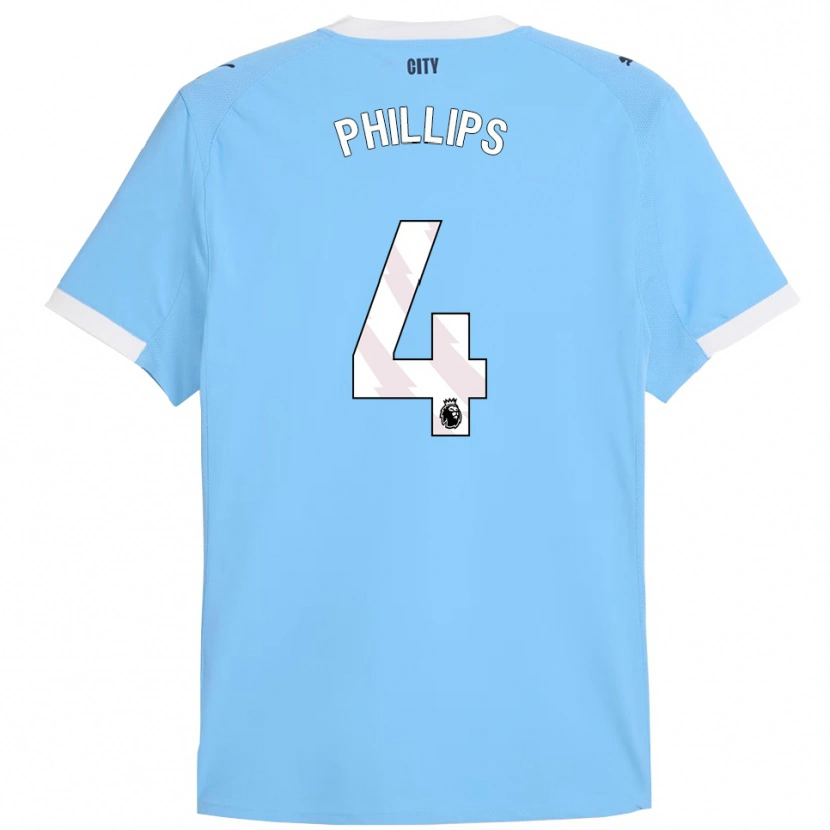 Danxen Niño Camiseta Kalvin Phillips #4 Celeste Blanco 1ª Equipación 2025/26 La Camisa