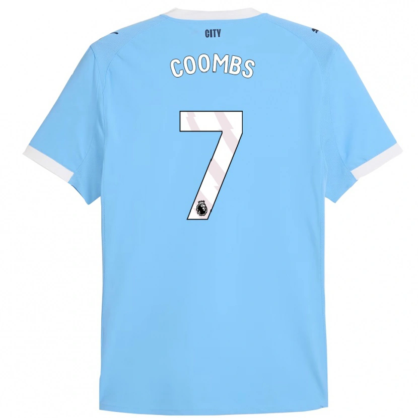 Danxen Niño Camiseta Laura Coombs #7 Celeste Blanco 1ª Equipación 2025/26 La Camisa