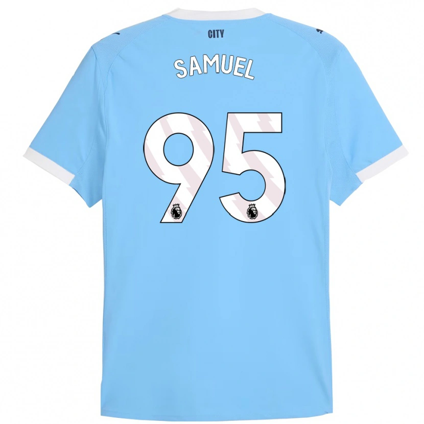 Danxen Niño Camiseta Lakyle Samuel #95 Celeste Blanco 1ª Equipación 2025/26 La Camisa