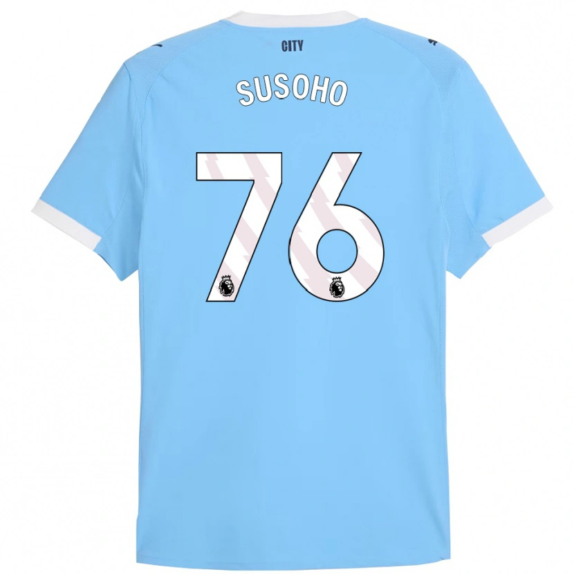 Danxen Niño Camiseta Mahamadou Susoho #76 Celeste Blanco 1ª Equipación 2025/26 La Camisa
